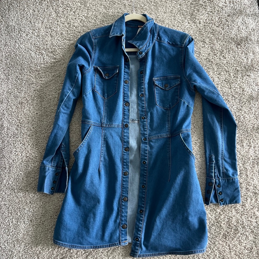 Free People Blue Denim Mini Dress